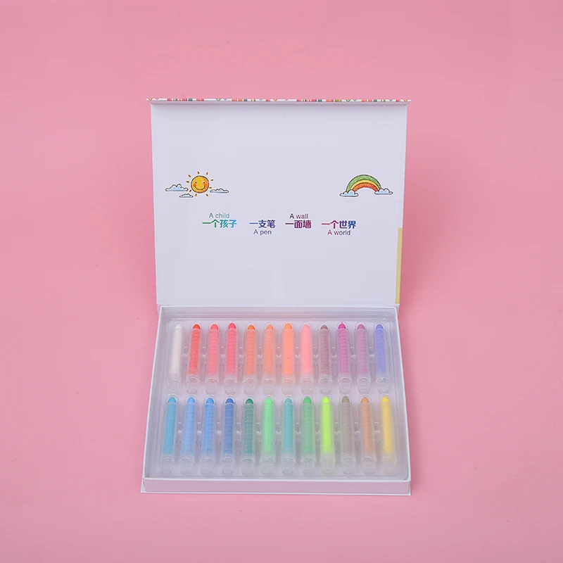 New Style 24 Colors Dustless Chalk Pens No-toxic Water-soluble Chalk for Blackboard Teacher Office Supplier