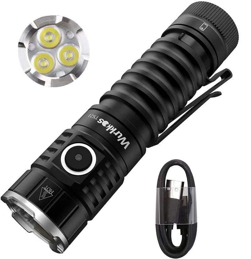 Лампа-фонарик длинный перезаряжаемый, USB C, 3 * SST20, лм