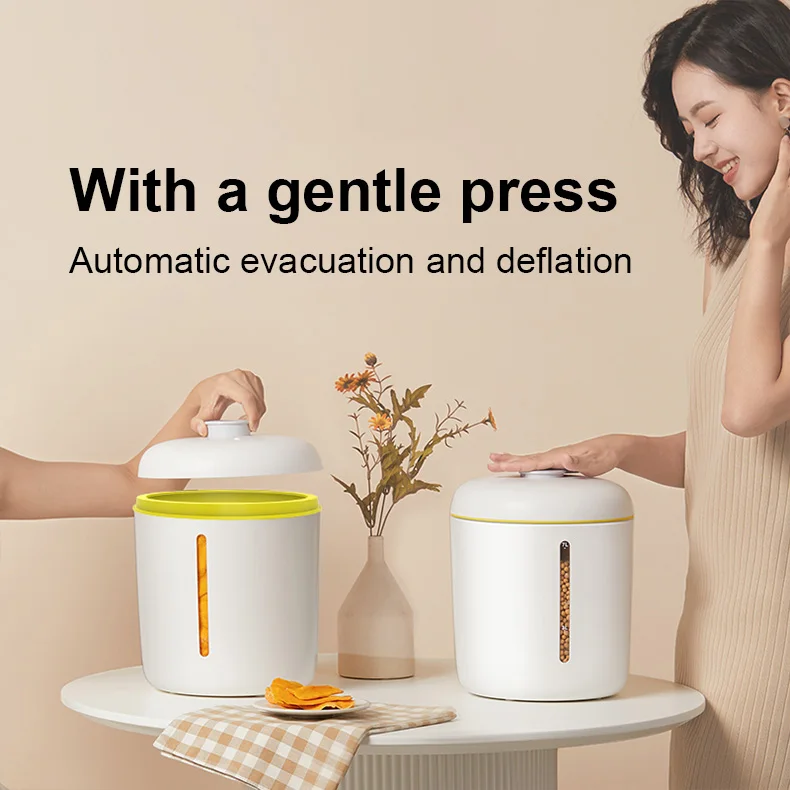 Portable Pet Dry Food Storage Freshness Real-time Vacuum Status with Measuring Cup for pet food Viewable Window 7L White