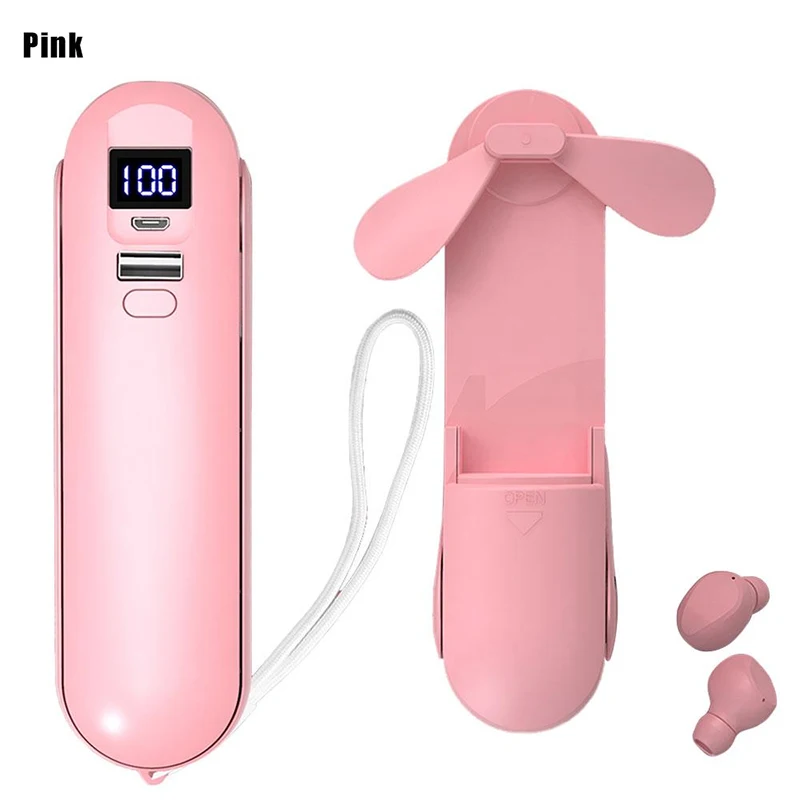 4 in 1 Multifunctional Fan Headset Blutooth Earphones Within Portable Fan Power Bank