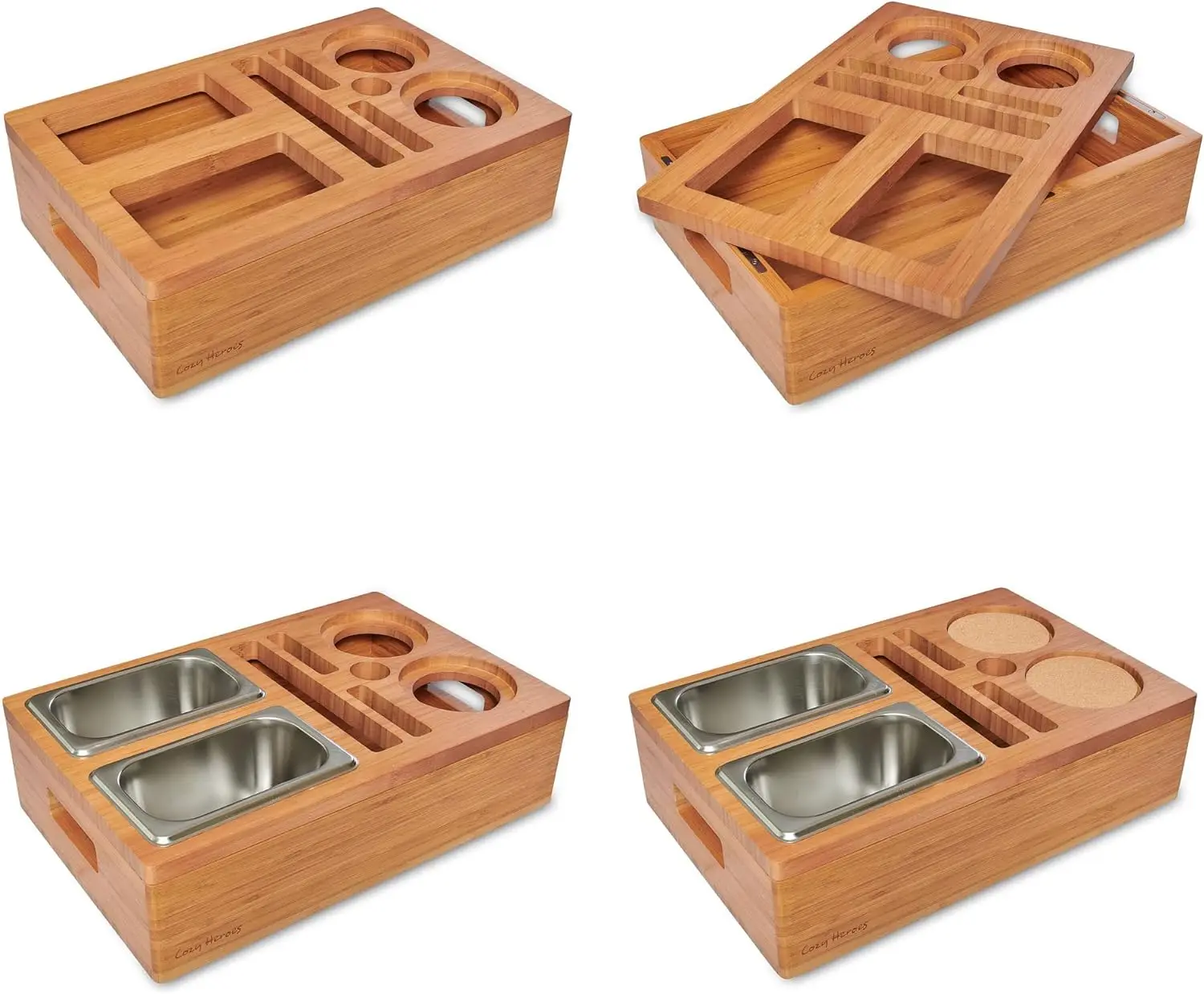 Couch Island Cup & Drink Holder with Snack Tray Snack Caddy for  Couch Sofa,Bed,TV Lovers. Couch Console Caddy Bar Tray