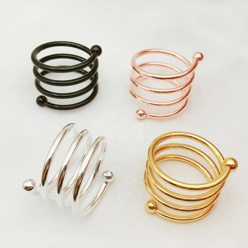 Wholesale Cheap Rose Gold Napkin Rings SilverWedding Napkin Ring Spring Metal Napkin Holder Stocked HWM01