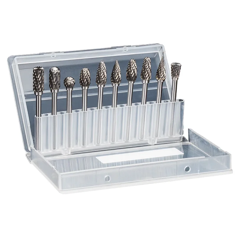 Производитель, 10 шт., диаметр хвостовика 3 мм, двойная резка, одинарный прорезь из карбида вольфрама, набор вращающихся файлов для дерева, пластика, сталь