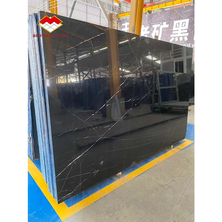 2022 Prefab houses black marble tile Nero Marquina marble Black marble