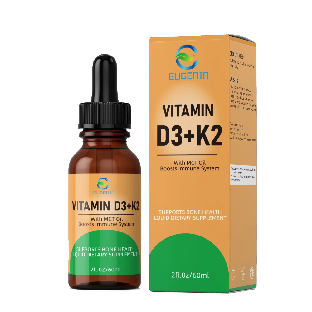 Custom Logo Natural Vitamin D3 K2  drops 5000iu For Bone Joint Dietary Supplement