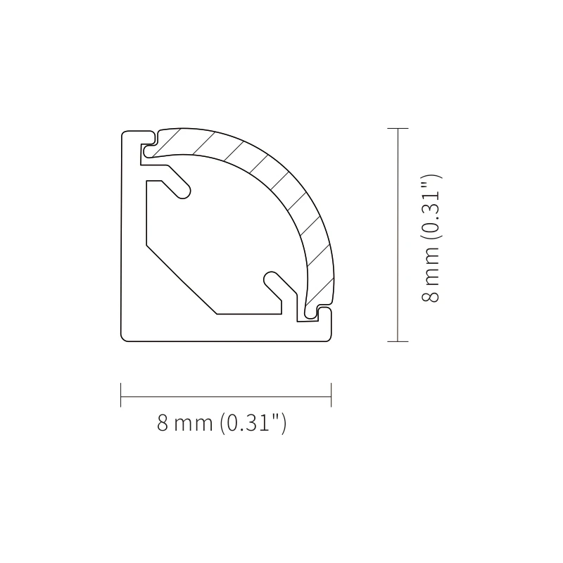 Free samples small KA22 alu profil channel extrusion 45 degree wall angle led strip lighting corner led aluminum profile