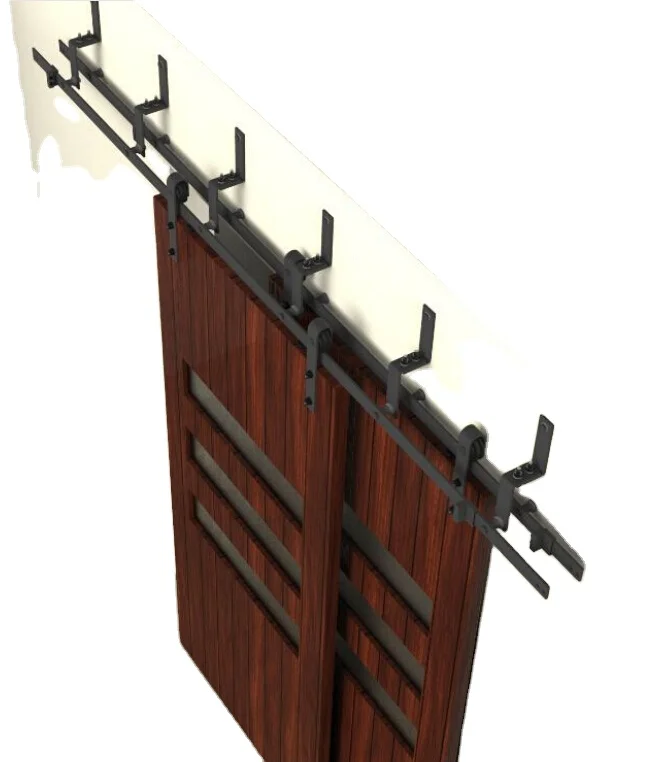 Kitchen Bathroom Furniture accessories Hanger Two Doors Double Track Bypass Roller Sliding Barn Door Living room Hardware Kit