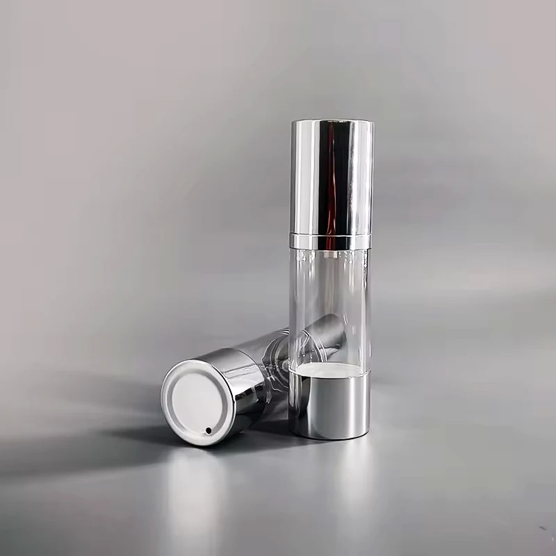 15ml 30ml 50ml airless cosmetic containers silver gold vacuum lotion pump airless bottle