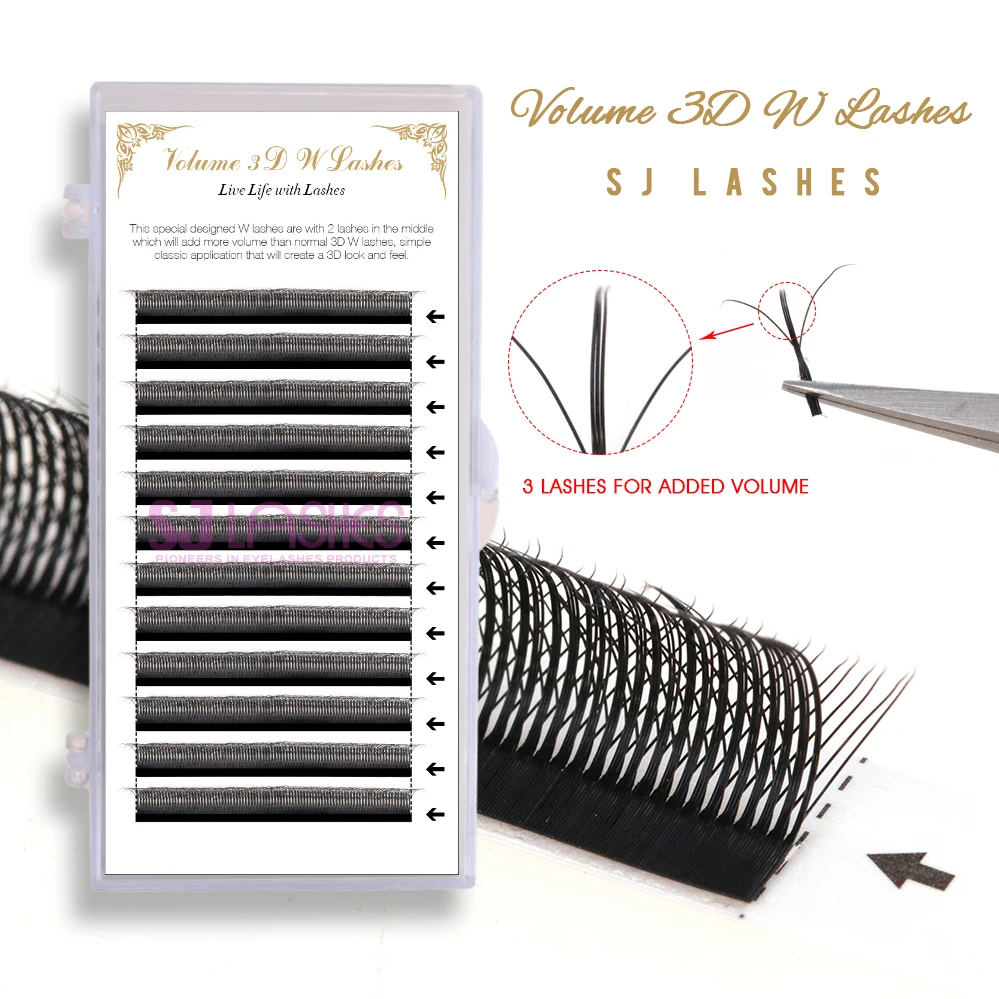 W Lashes Индивидуальные ресницы Форма Клевер новый стиль форма объем 3D Ручная работа супер мягкий и Ультрачерный полный
