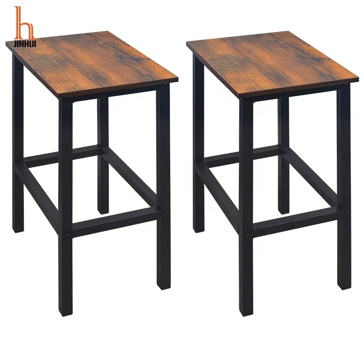 Set of 2 Bar Chairs with Footrest for Living Room