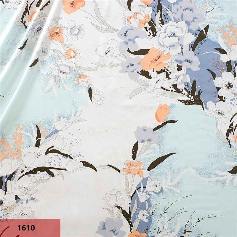 Various styles home bedding pure mulberry silk crepe satin 16mm printed fabric for pillow case,qipao,fashion garments
