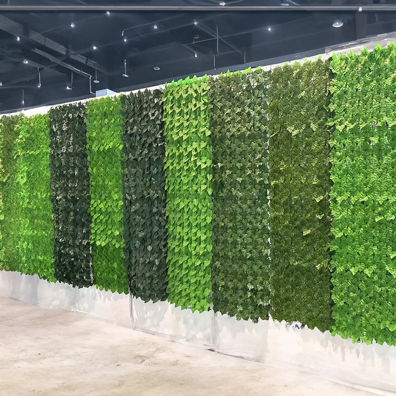 Landscape Wall Cheaper Artificial Green Hedge Privacy Ivy Roll Plastic Leaf Fence Covering