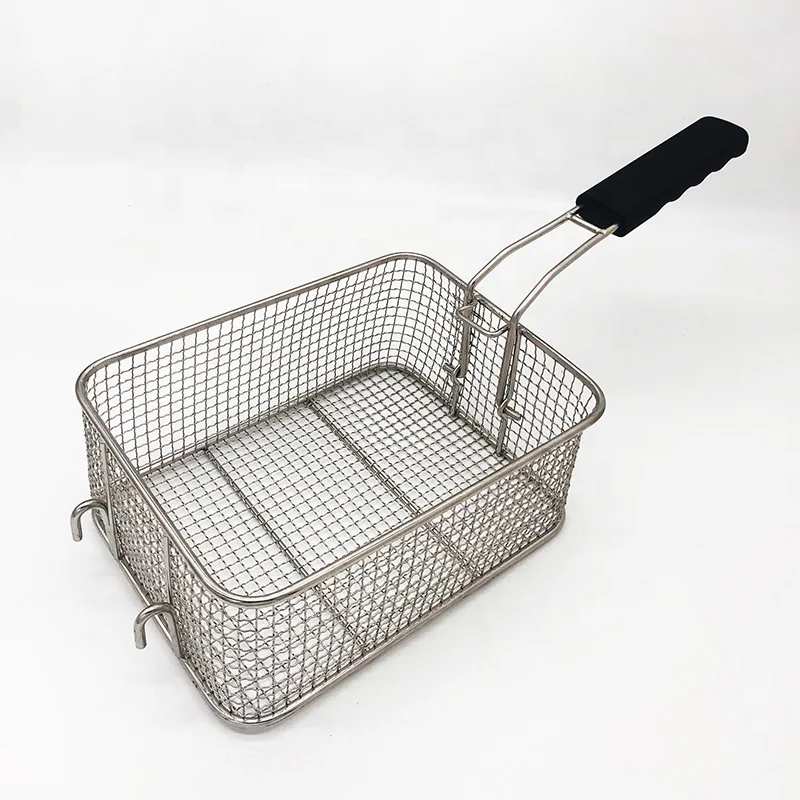 Factory direct fried chicken wing basket 304 stainless steel fried basket square colander filter fried blue