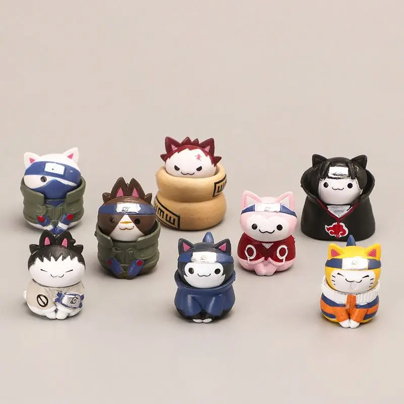 Hot sale 8pcs/set 3cm anime  action figure Cat  and hinata figure Vinyl model doll Decorative toys