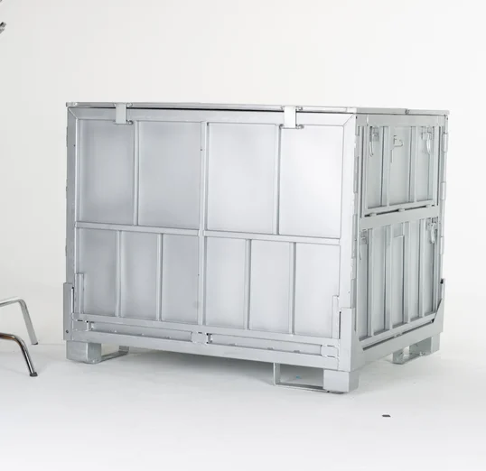 Heavy Duty Folding Galvanized Pallet Metal Box Industrial Steel Welded Containers For Storage