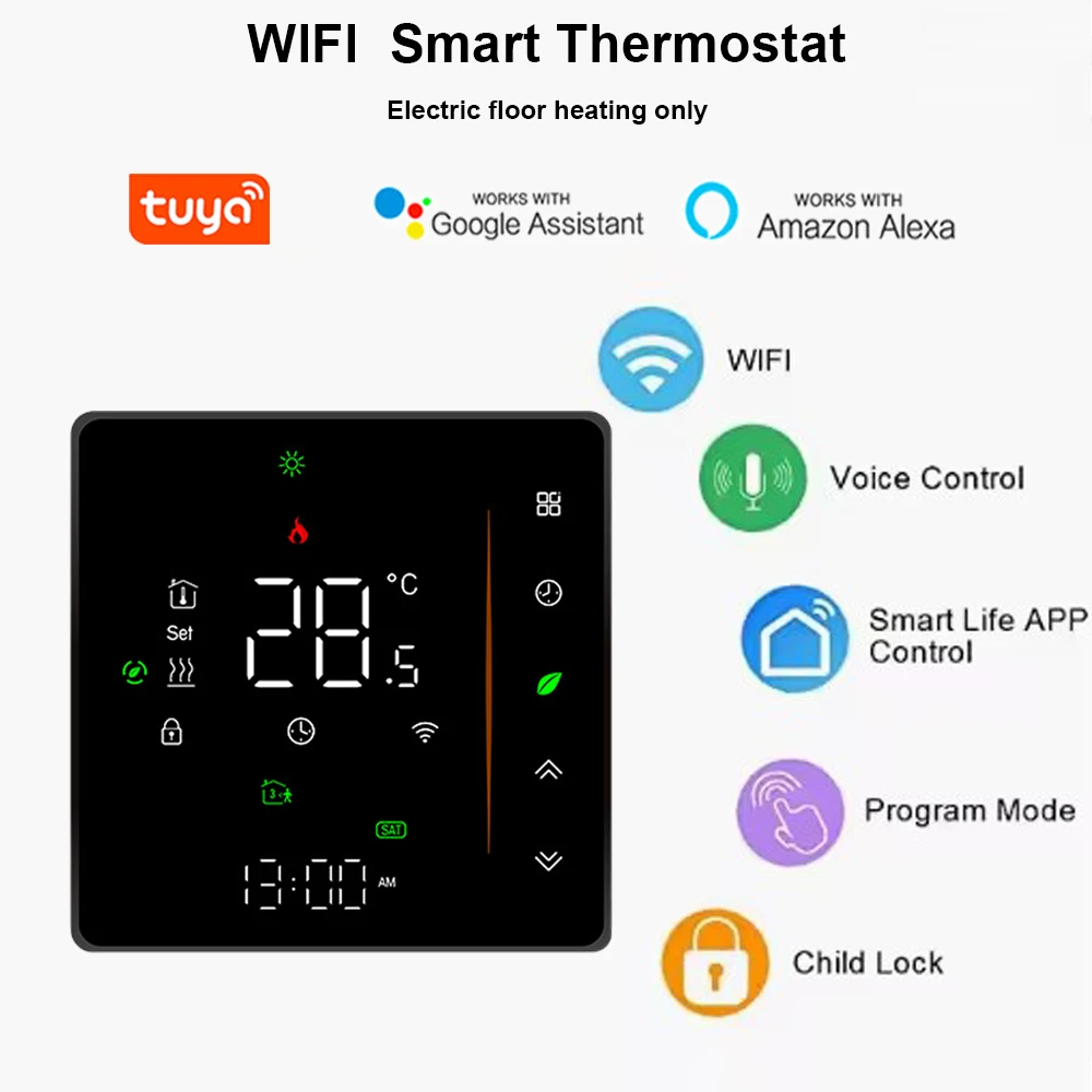 Термостат Tuya с 3 скоростными вентиляторами Wi-Fi для 2 / 4 труб контроль температуры кондиционера термостат