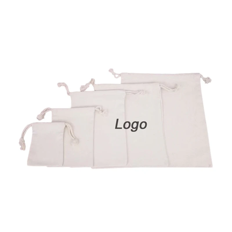 High Quality Natural Soft Cotton Linen Jewelry Packaging Bag with Logo