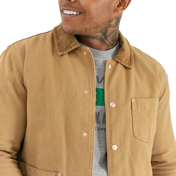 
2019 best selling men casual canvas jacket in tan 