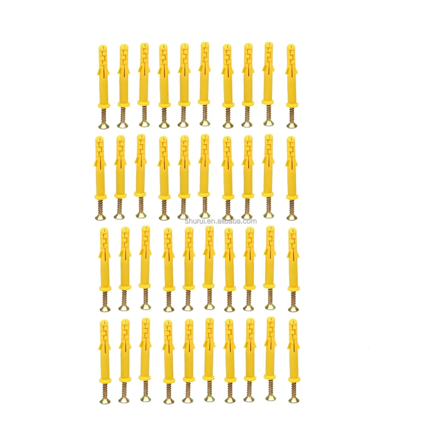 Self Tapping Wall Anchors Plugs Plastic Expansion with Metal Screw Kit(100PCS)