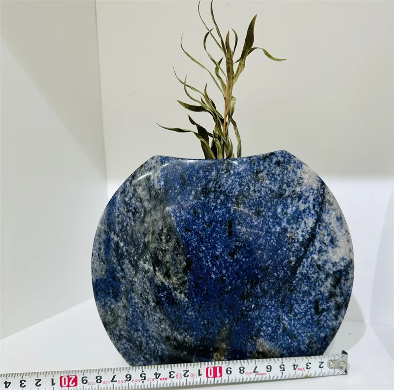 Unique Blue Natural Stone Party Wedding Vase Azul Bahia Granite Flower Vases For Luxury Room Decoration