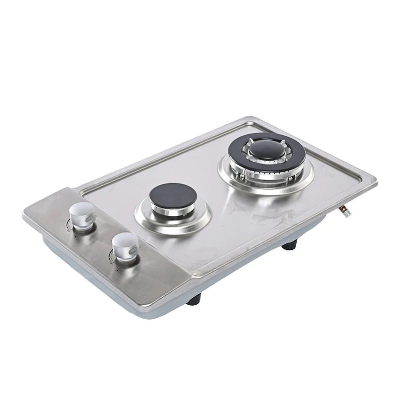 High quality Factory Direct Selling  Stainless Steel  Double Burner Built-in Home Kitchen Appliance Gas Cooker