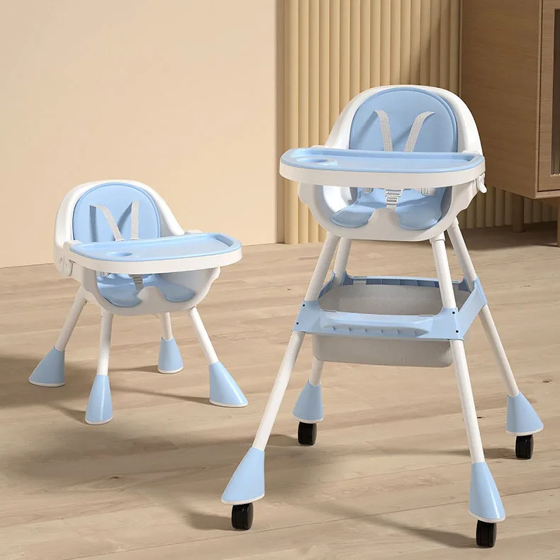 OEM Adjustable Customized Logo Modern Plastic Foldable Backrest 5 in 1 Safety Rocking Baby Feeding High Chair For Kids Dining