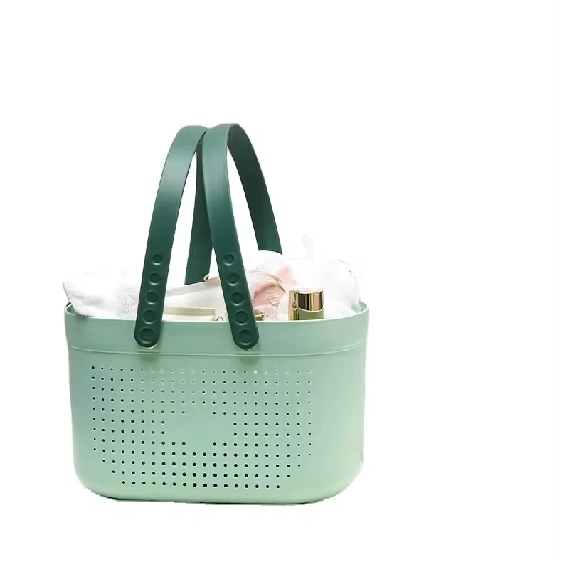 Portable Bath Basket for Toiletries Bath Basket Korean Style Cute Bath Blue Bathroom Storage Frame with Handle
