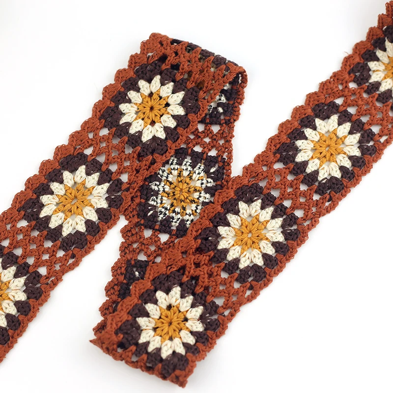 5.5cm brown colors crochet lace trimming embroidery Lace Trimming for clothing dress bag accessories