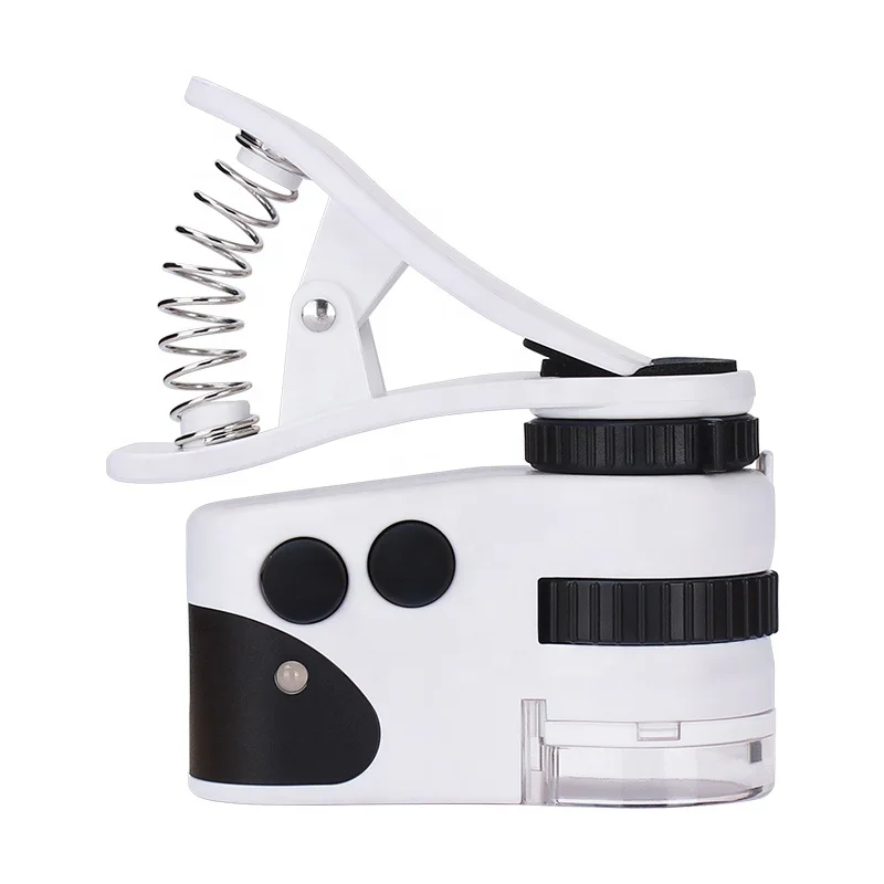 
60X Mini Mobile Phone Clip Pocket Microscope Loupe Glass With Led UV Light 