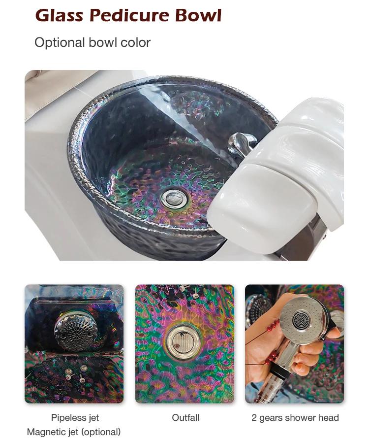 Modern Luxury Beauty Pink Black Pedicure Chair Lay Down Spa Pedicure Chair Manufacturers With Light