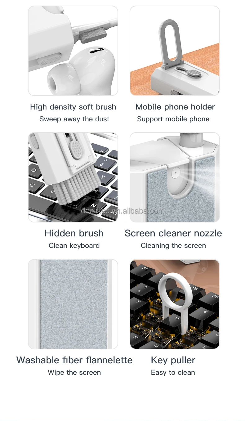 7 in 1 Multifunctional Computer Keyboard Cleaner Headphone Cleaning Brush Kit For Airpods For Macbook Screen