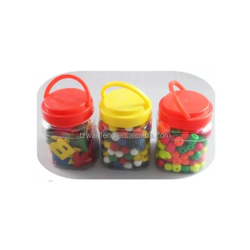colorful diy wooden beads in PET bucket