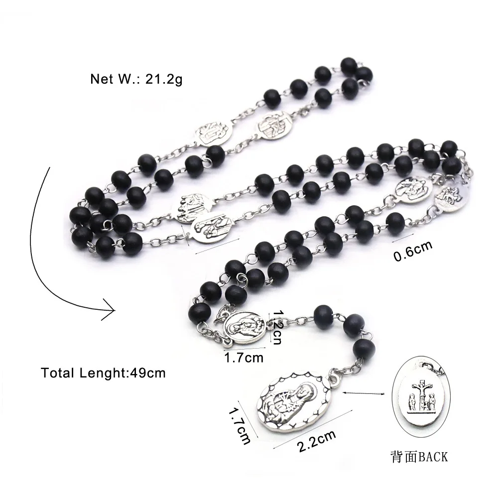 Seven Road Suffering like Rosary Necklace Stainless Steel Cross Necklace Classic Chains Wedding Party Engagement Perfect Gift
