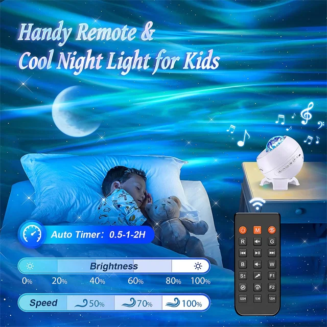 White Noise Machine Northern Light Galaxy Projector For Bedroom Nebula Moon Dynamic Aurora Projector