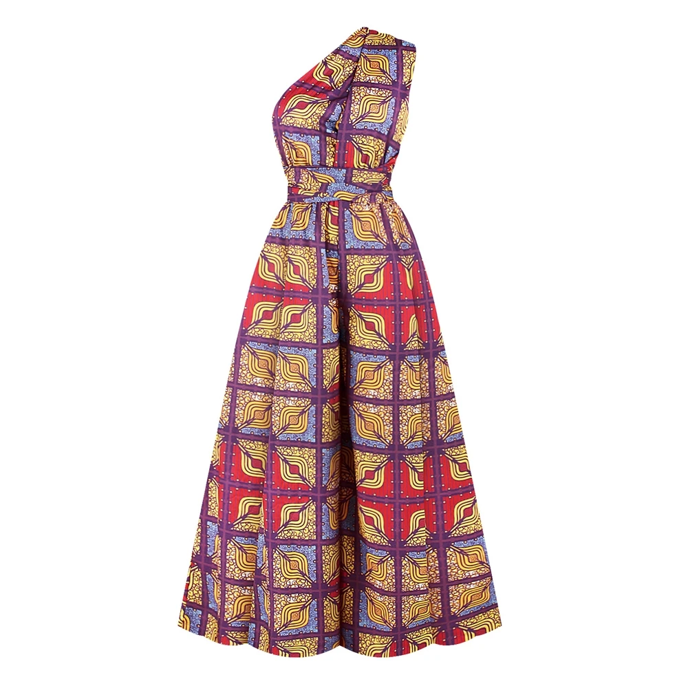  2021 Hot Selling Ethnic Style Print Bandage Wear African Ultra-wide-leg Jumpsuit Multi-way