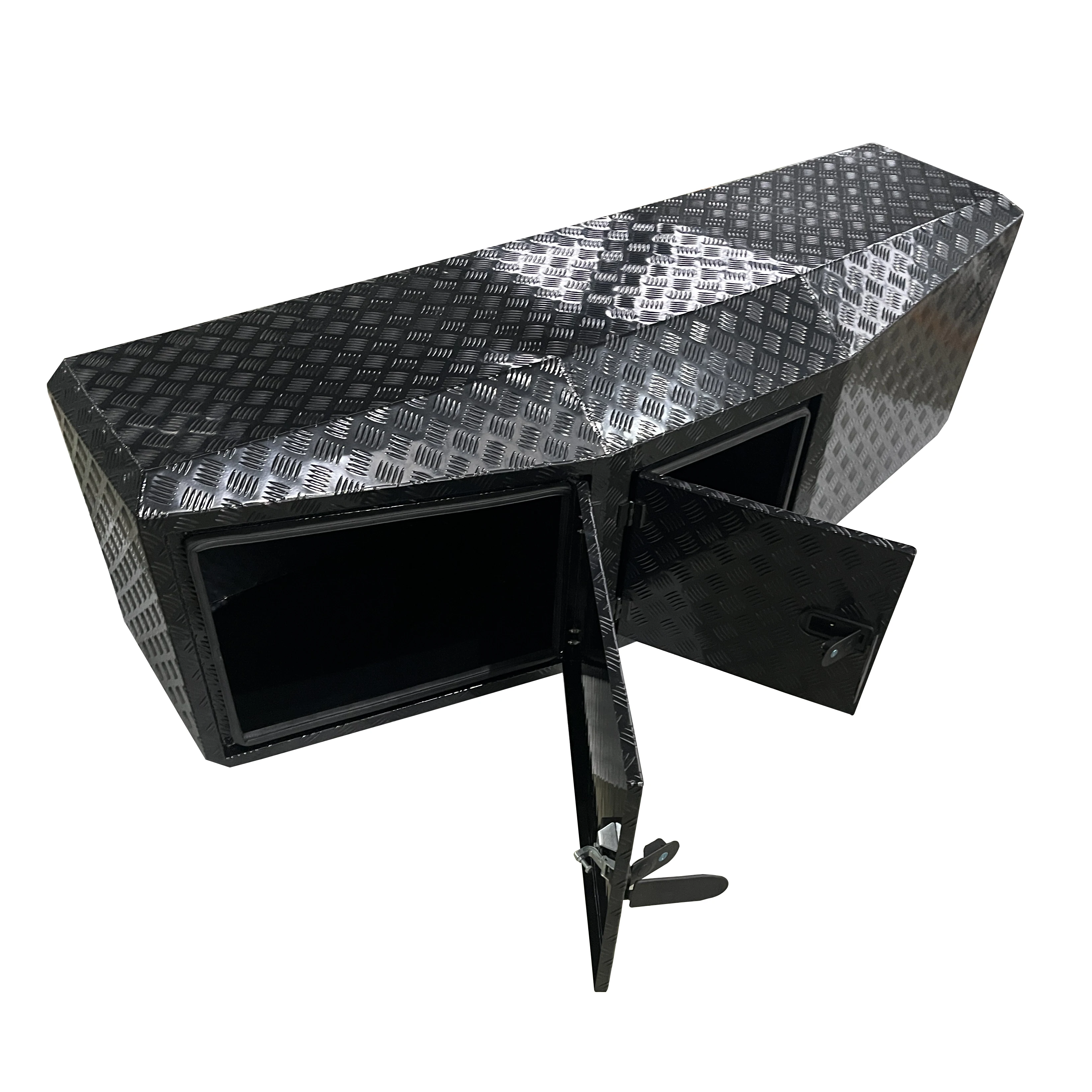 Design black Underbed Toolbox Under tray Aluminum Truck Tool Box  for Truck and Trailer for sale with Sliding Fridge drawers