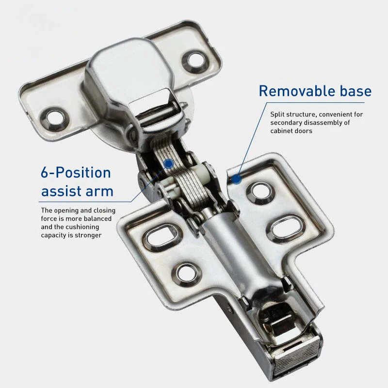 Removable Furniture Hinges Fully Cover Two-Way Cabinet Hinges Buffer Hydraulic Damping Wardrobe Door Spring Hinge Hardware