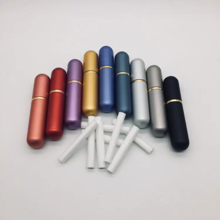 Золотой Серебряный Янтарный розовый синий черный металлический ингалятор пустые НАЗАЛЬНЫЕ ингаляторы эфирные масла многоразового использования алюминиевая косметика