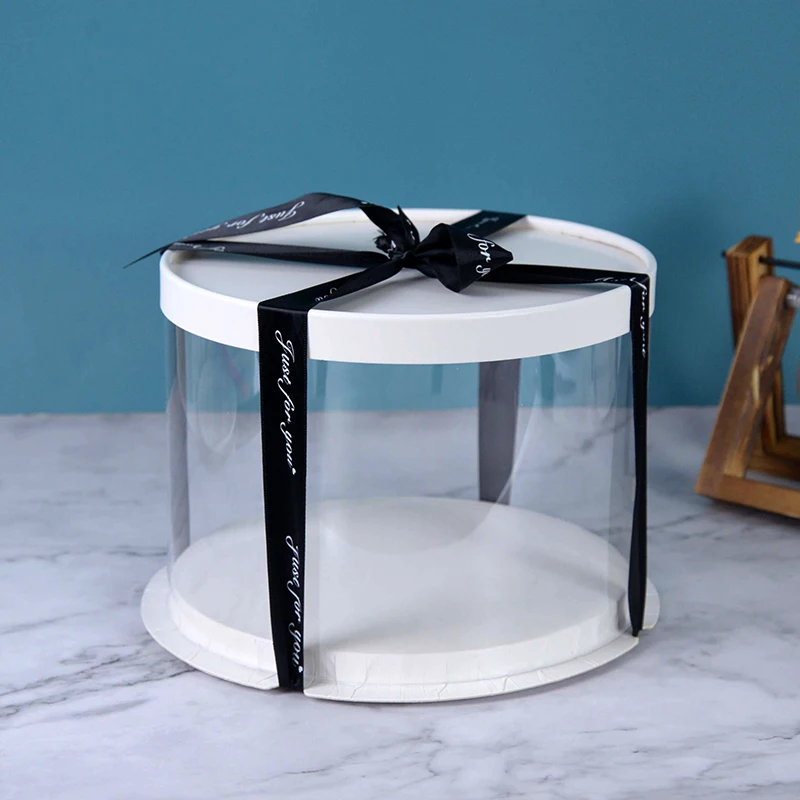white flower lunch cheese transparent cake and flowers packaging box 14 inch supplier bakery