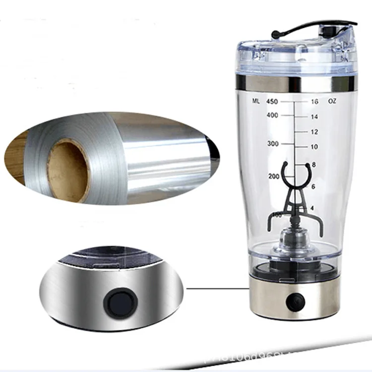 450ml Sports Shaker Cup USB Battery Powered Portable Outdoor Sports Protein Powder Electric Shaker Cup