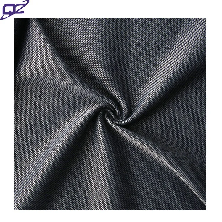 Customized breathable 4 way stretch weft knitted blue polyester spandex cotton denim fabric for Jeans leggings