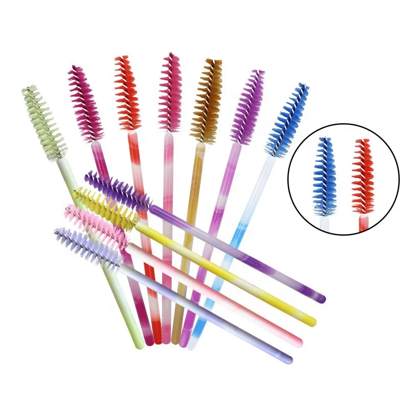 Disposable Make Up Applicator Eyebrow Rotatable Micro Plastic Colorful Spoolie Adjustable Thin Rotating Wand Mascara Brushes