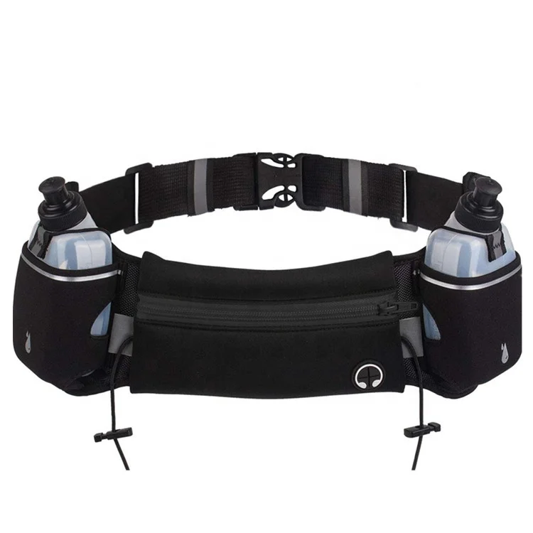 Fashion Runner Fanny Pack Running Belt Neoprene Waterproof Sport Waist Bag With 2pcs Water Bottles