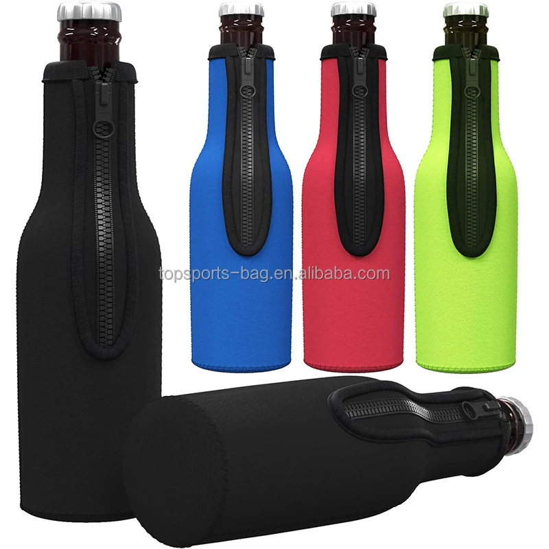 Thick Zipper Blank Neoprene Beer Bottle Holder Zip-up 12oz Beer Bottle Sleeve
