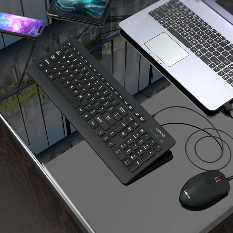 Для Lenovo KM103 проводной деловая для офиса Набор клавиатуры и мыши ноутбука Настольный компьютер