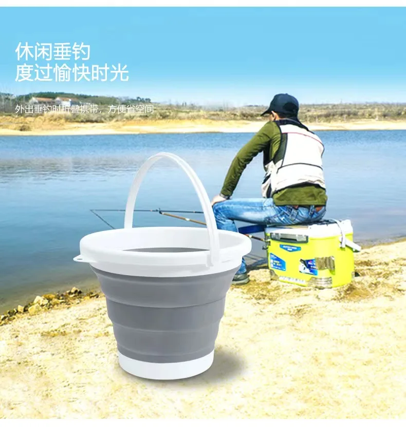 Portable Folding Bucket Silicone Plastic Car Children Fishing Travel Home Multifunctional