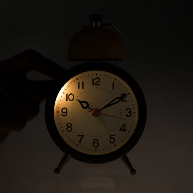 iMSH TB09801 Quartz analog clocks metal twin bell alarm clock wecker despertador desktop bedside bell custom alarm clock
