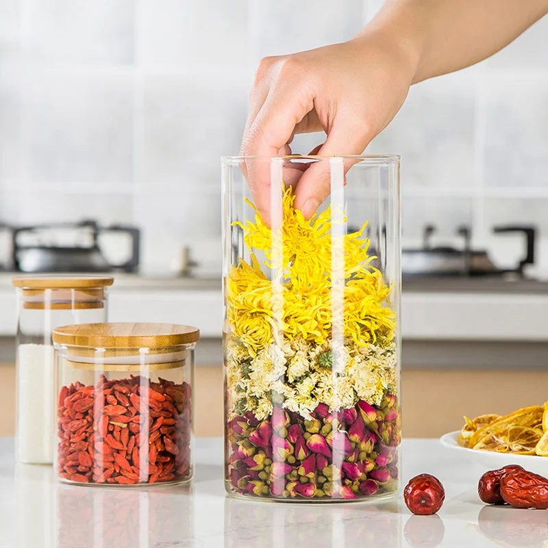 Factory Wholesale Glass Storage Jars Different Sizes Available Glass Container with Airtight Lid Sealed Glass Jar