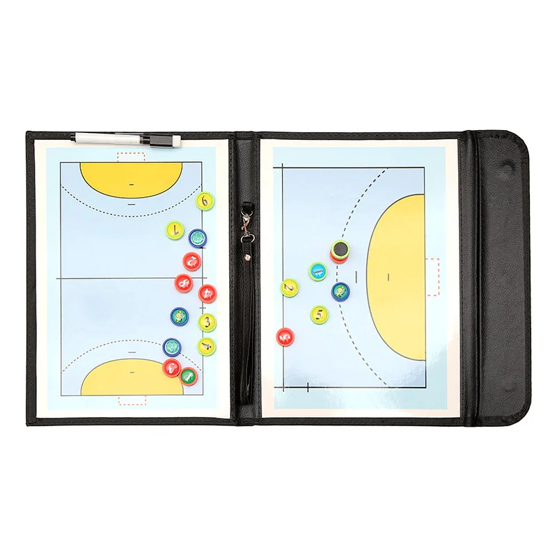 Portable Handball Tactical Board Basketball Board Tactic Foldable PU Handball Basketball Game Board Training Clipboard referee