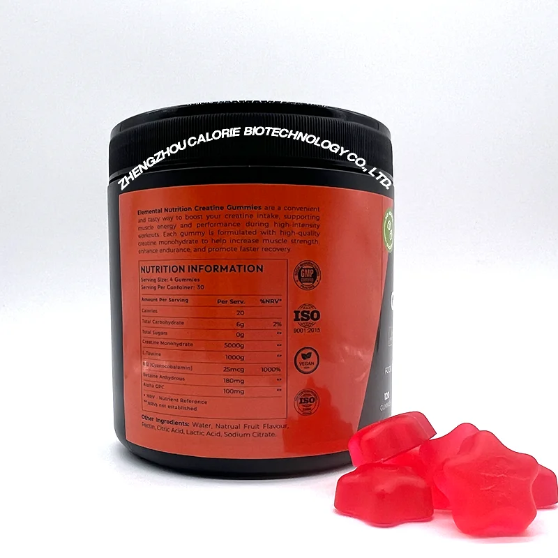 Wholesale Oem Vegan 5g Creatine Monohydrate Gummy Sugar Free 5g White Label Creatine Hcl Gummies Pineapple
